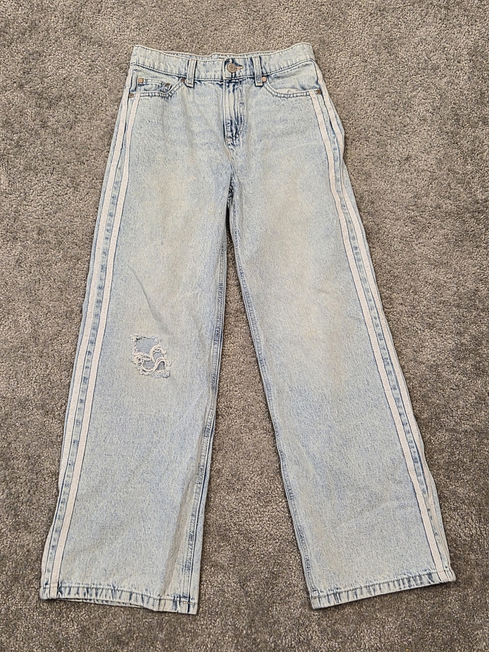 Limited Too Girls Light Blue Wide-Leg Jeans with Side Stripes